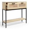 Rattan Console Table w/ 2 Storage Drawers & Shelf | Entryway Hall Table