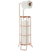 Rose Gold Free Standing Bathroom Toilet Roll Holder Stand Rack Holds Extra Rolls