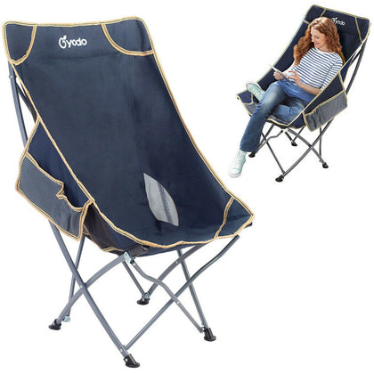 Folding High Back Camping Chair Lightweight Heavy Duty 220lbs Load w Storage Bag