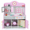 Pink Wooden Pretend Play Toy Kitchen for Kids Role Play Imaginative Playtime Set