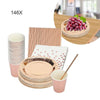 146PCS Rose Gold Foil Paper Plates Straws Cups Tableware Wedding Party Birthday