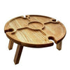 Folding Outdoor Garden Picnic Table With Glass Holder Wooden Wine Glass Rack