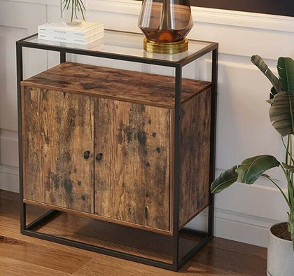 Industrial Style Storage Cabinet Cupboard Slim Unit Small Sideboard Vintage