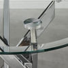 Modern Clear Glass Round Dining Table With Chrome Cross Legs Kitchen Furniture