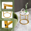 Set of 2 Marble Top Round Side Table Modern Sofa End Table Accent Bedside Table