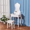 White Small Dressing Table Mirror & Stool Set (3 Drawers) Bedroom Makeup Desk