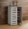 2 Door Grey Wooden Shoe Storage Cabinet Rack Stand Cupboard Slatted Doors