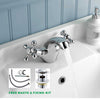 Cloakroom Chrome Luxury Bathroom Modern Basin Sink Mono Square Mixer Tap & Waste