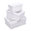 White Wicker Storage Basket White Lining Xmas Gift Hamper Basket - in 3 Sizes