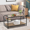 Vintage Coffee Table for Living Room Rectangular Coffee Table with Shelf Basket