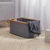 Large Storage Basket Fabric & Wood Organizer Folding Bedroom Laundry Room Box