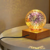Room Night Light 3D Firework Glass LED Bedside USB Rechargeable Desk Table Lamp