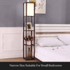 Black Wooden Shelving Unit Floor Standard Lamp Lounge Lighting Storage Shelf
