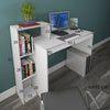 White Large Computer Desk With Bookcase Shelves Workstation Home Office PC Table