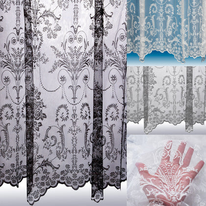 Victoria Net Curtains ~ Boutique Damask Design ~ Sold By The Metre ~ Lace Voile
