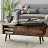 Wooden Coffee Table Lift Top Living Room Reception Table w/ Storage Compartment