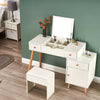 Vanity Dressing Table Makeup Desk Flip-up Mirror,3 Drawers Stool 1 Door Storage;
