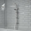 Stainless Steel Dual 2 Mixer Shower Heads Rainfall Rail Hose Riser Kit Valve