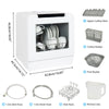 Table Top Mini Dishwasher 6-Program Freestanding 5L Dish Cleaner LED Dish Basket