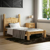 Single Double King Bed High Low Foot End Bedroom Solid Waxed Pine Wood