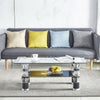 Modern Coffee Table Rectangle Tempered Glass Floral Luxury w/ Shelf Living Room