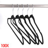 100× Strong Non Slip Velvet Flocked Clothes Hangers Curved Dresses Coat Hanging