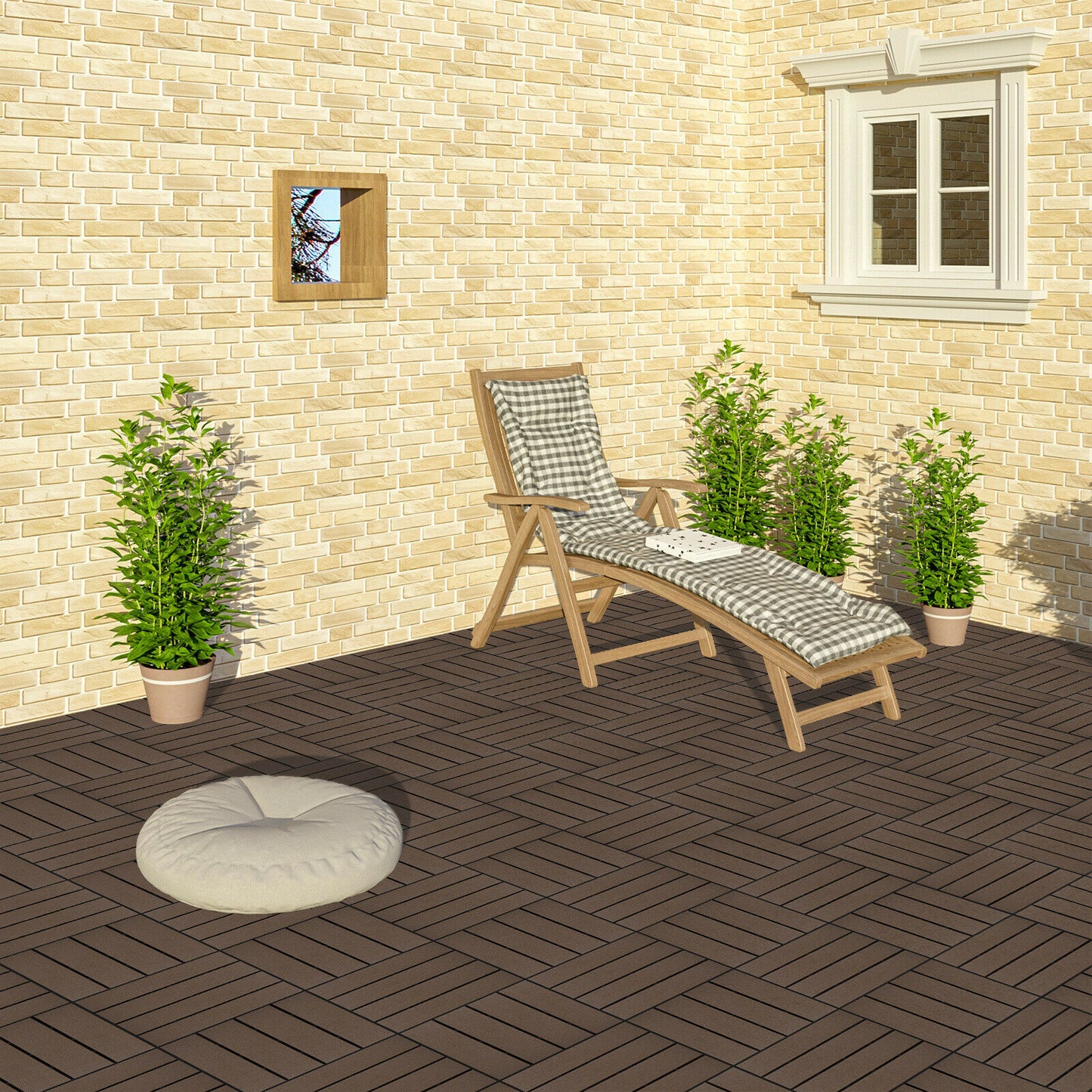 11x WPC Decking Tiles Garden Patio Balcony Interlocking Composite Decking Floor