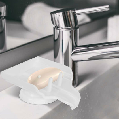 Soap Dish Saver Holder Suction Dryer Waterfall Drain Clean Dry Bathroom