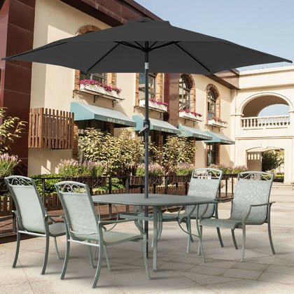 2.5M Outdoor Sun Shade Round Parasol Garden Patio Umbrella Aluminium Crank Tilt