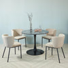 2Pcs Mandy Velvet Dining Chairs Padded Seat with Black Legs Premium Home