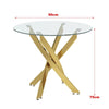 Contemporary Clear Glass Dining Table Cross Chrome Legs Round Kitchen Table