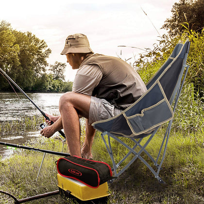 Folding Camping Chair Heavy Duty Outdoor Chair Seat Large Stool High Backrest