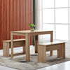 Set of 3 Dining Table + 2 Bench Chair Set Dining Room Kitchen Commercial Wooden