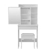 White Dressing Table Slide Mirror Makeup Desk Vanity Set with Mirror Stool Home