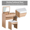Dressing Table Set Cushioned Stool Flip-up Mirror Drawer Chipboard Wood