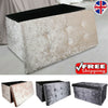 2 Seat Large Crushed Velvet Foldable Ottoman Storage Box Double Bed Foot Stool