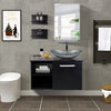 Bathroom Countertop Basin Sink Tempered Glass Wash Bowl Set w/ Tap Pop-up Waste