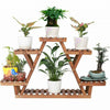 6 Tiered Stable Triangular Structure Wood Plant Stand Shelf Outdoor Corner Rack