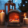 Mini Tabletop LED Fireplace Lantern Log Fire Effect Decorative Lamp Home Decor