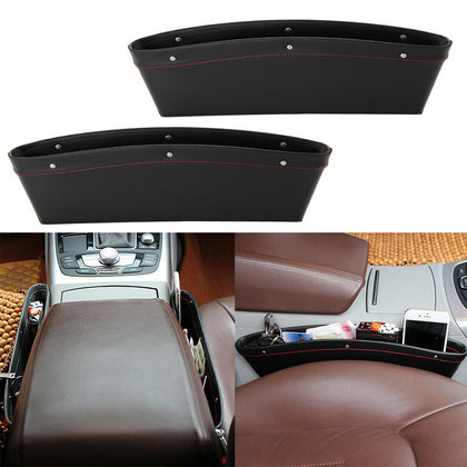 1 Pair Car Seat Gap Catcher Filler Storage Box Bottle Pocket Organizer Holder PU