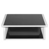 2 Tier Coffee Table Modern Black Glass Living Room End Side Tables Storage Shelf