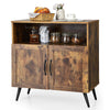 Industrial Storage Cabinet Wooden Cupboard Buffet Sideboard W/ Wine Glass Holder