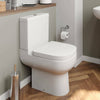 Close Coupled Bathroom Toilet Modern White Square Ceramic Soft Close Seat WC Pan