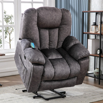 Electric Massage Recliner Chair Fabric Velvet Tub Armchair Fireside Living Room