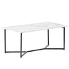 COFFEE TABLE WITH MARBLE EFFECT TOP AND BLACK METAL LEGS LIVING ROOM FURNITURE