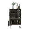 Drinks Storage Cupboard 2 Door Wine Rack Sideboard 8 Shelves Dark Grey Oak