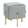 Velvet Square Storage Stool Ottoman Padded Seat Kids Chair with Rose Gold Legs