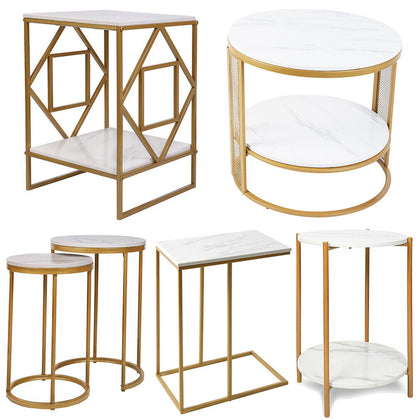 Modern Elegant Round /Square Marble Vein Side / Coffee Table Living Room Bedroom