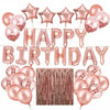 Rose Gold Happy Birthday Bunting Banner Balloons Tinsel Curtain DECORATIONS
