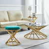 Round Glass Coffee Table Side Tables Gold Stainless Steel Legs Sofa Living Room